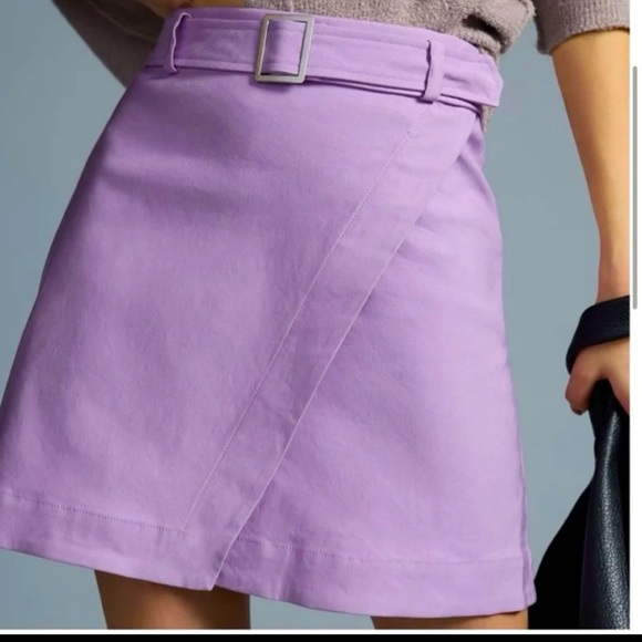 NWT Anthropologie Maeve Belted Wrap Mini Skirt Lavender purple 
size 10 - Picture 1 of 12